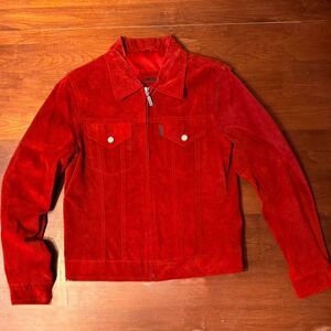 Vintage GUESS red suede jacket